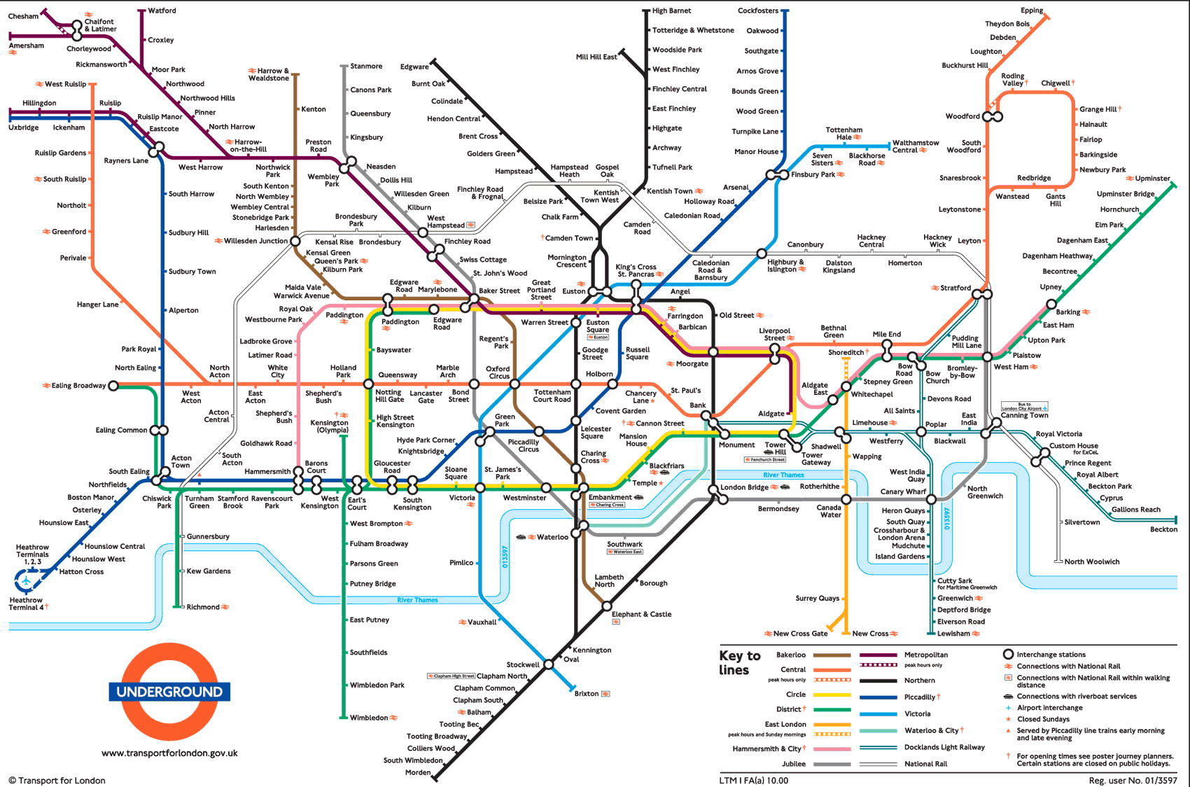 plan du metro LONDON SUBWAY - LONDRES underground 