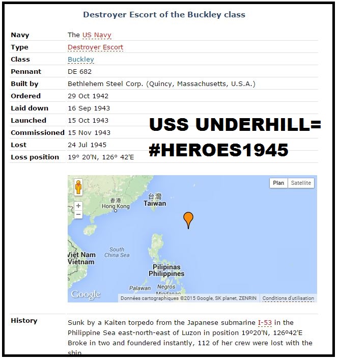 24th JULY 1945: USS UNDERHIL
